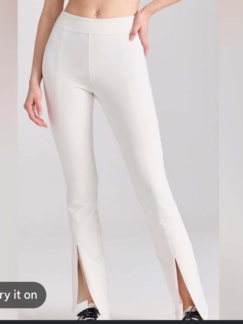 ALO Yoga Cream Flare Pants with Front Slits